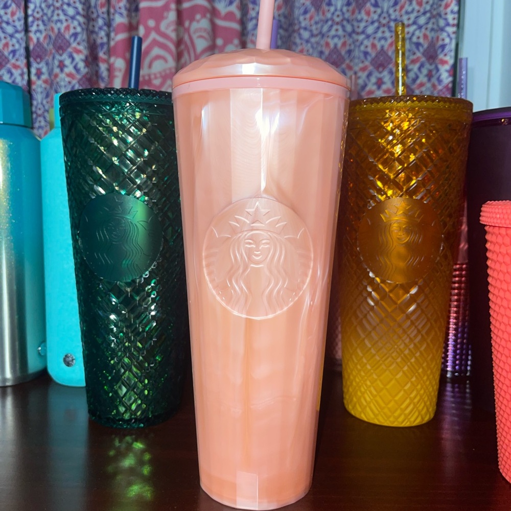 Pink pearl Starbucks dome tumbler